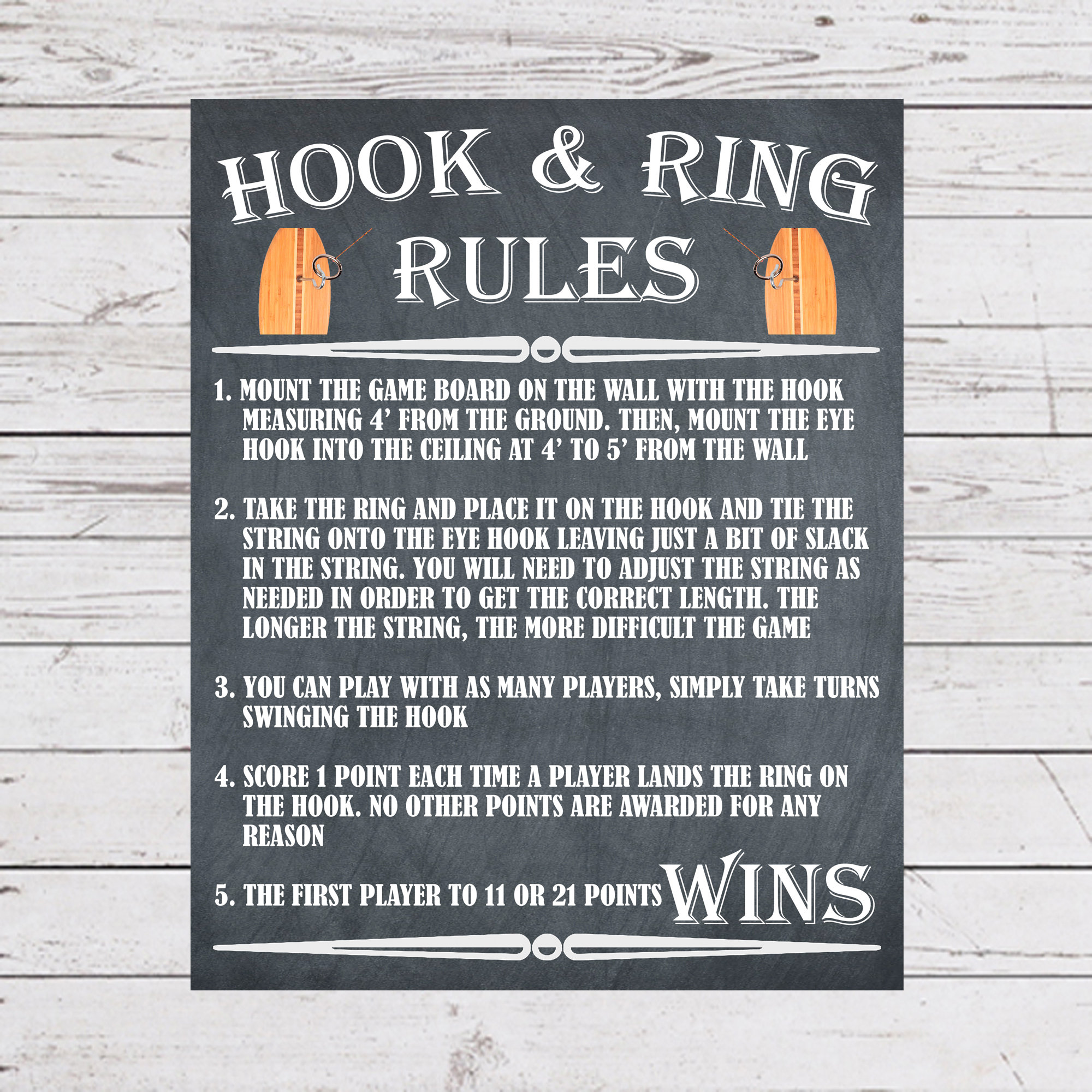 Hook And Ring Rules Ring Toss Instructions Yard Game Signs Etsy Canada