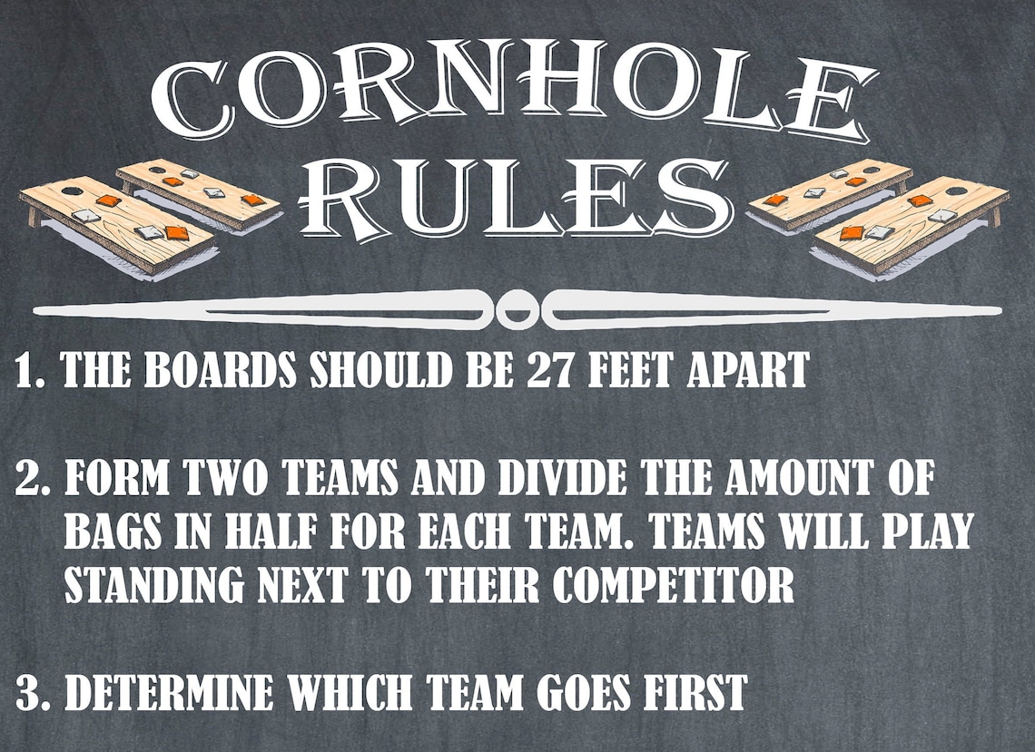 Cornhole Rules Yard Games Cornhole Sign Outdoor Party Etsy