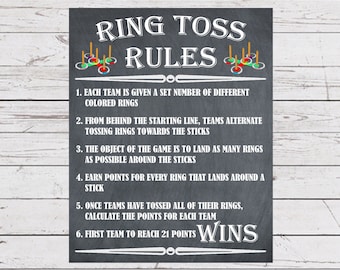 Ring Toss Rules, Ring Toss Sticks Instructions, Outdoor Party Games, Yard Game Signs, Wedding Lawn Games, Wedding Games, Backyard Games