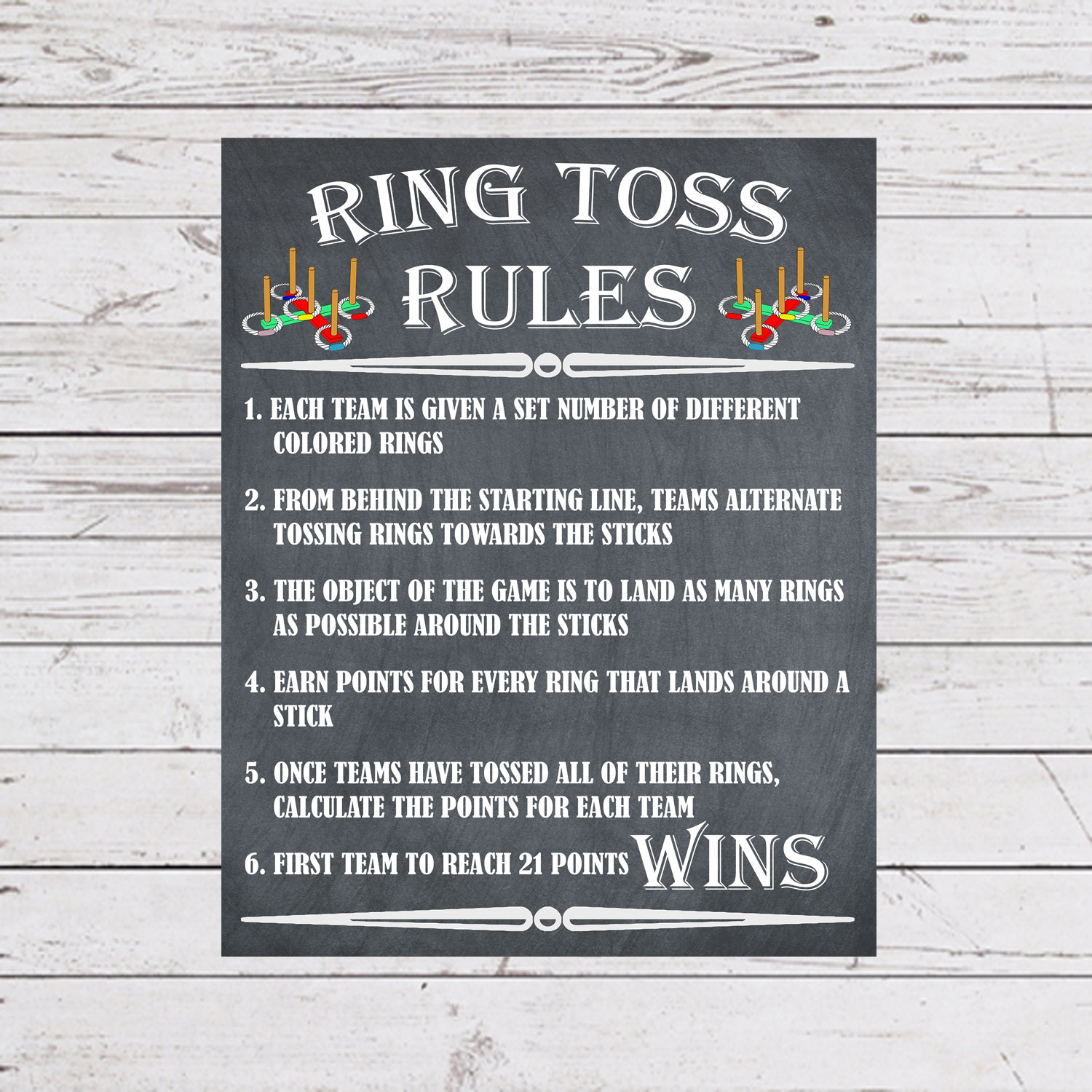 LAMINATED PERSONALIZED RING TOSS RULES SIGN POSTER FOR YOUR BACKYARD GAME |  eBay