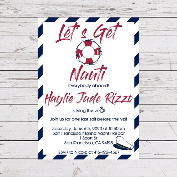Nautical Bachelorette Party Bachelorette party invitation Preppy Invitation Sail boat invitation Anchor bachelorette invitation