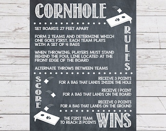 Cornhole Rules Print: Yard Game Sign (Digital Download)