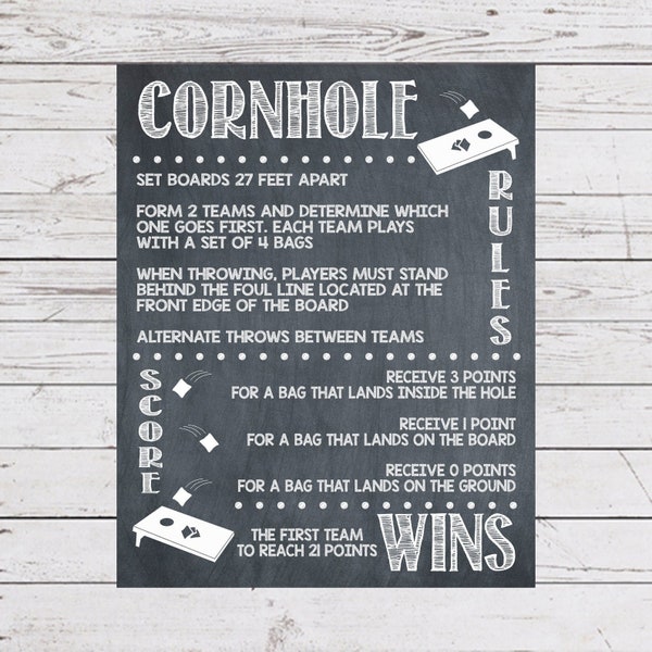 Cornhole Rules, Bag Toss Rules, Corn Toss Rules, Yard Games, Outdoor Party Games, Wedding Lawn Games, Backyard Games, Cornhole Boards