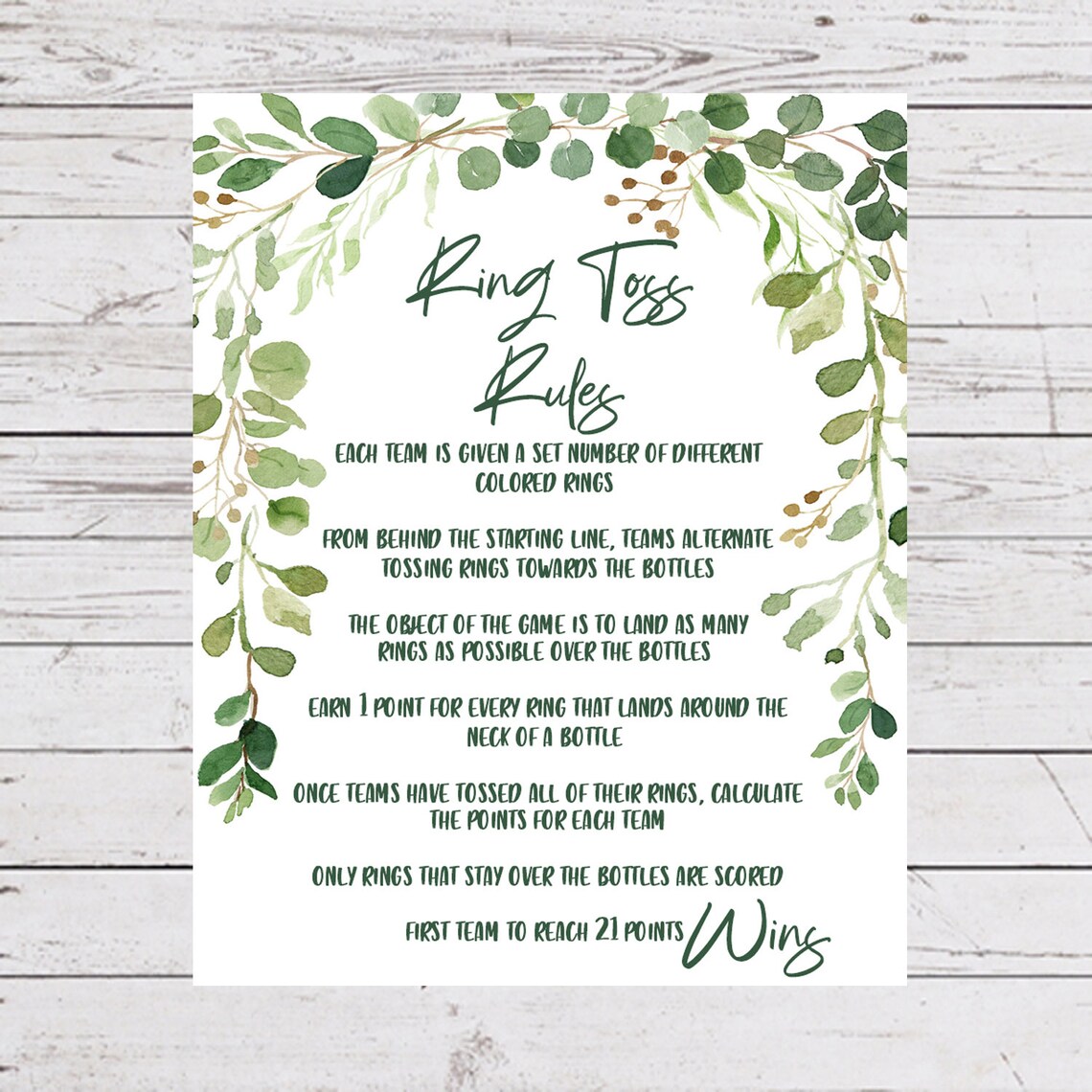 Bottle Ring Toss Sign Poster Ring Toss Rules Outdoor Party Etsy