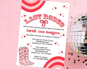 Last Rodeo Bachelorette Party Invitation: Cowgirl Boots, Western Theme (Digital Download)