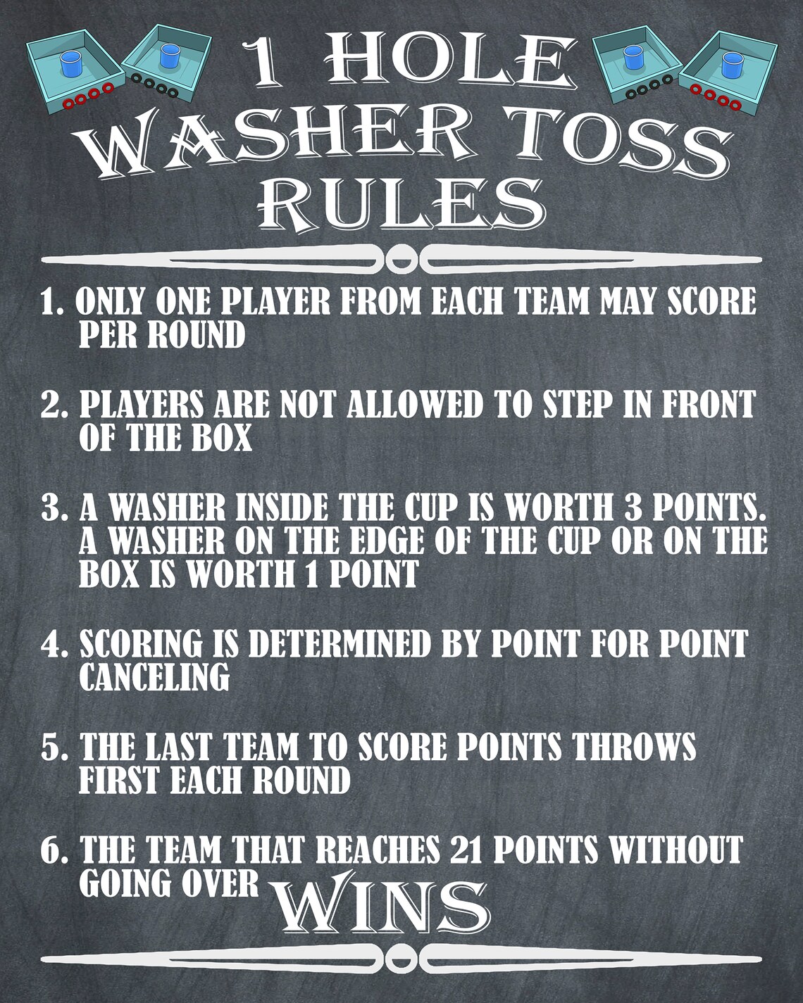 Single Washer Toss Rules 1 Hole Washer Toss Instructions Etsy