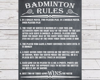 Badminton Rules Print: Backyard Lawn Game Instructions (Digital Download)