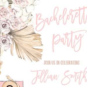 Tropical Bachelorette Party Invitation: Boho Pampas Grass (Digital Download) image 3