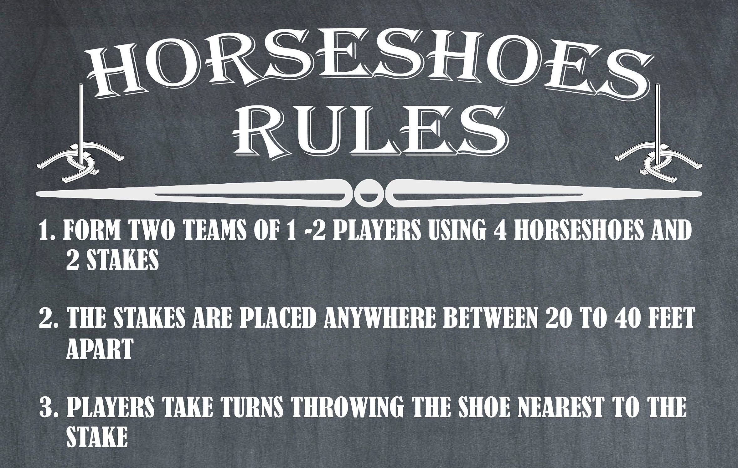 Horseshoes Rules Yard Games Outdoor Game Horseshoes Sign Etsy