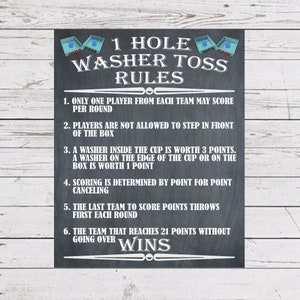 Washer Toss Rules Sign: 1-Hole Yard Game Instructions (Digital Download)