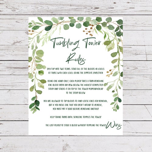 Tumbling Tower Rules Tumbling Timbers Sign Outdoor Party Etsy