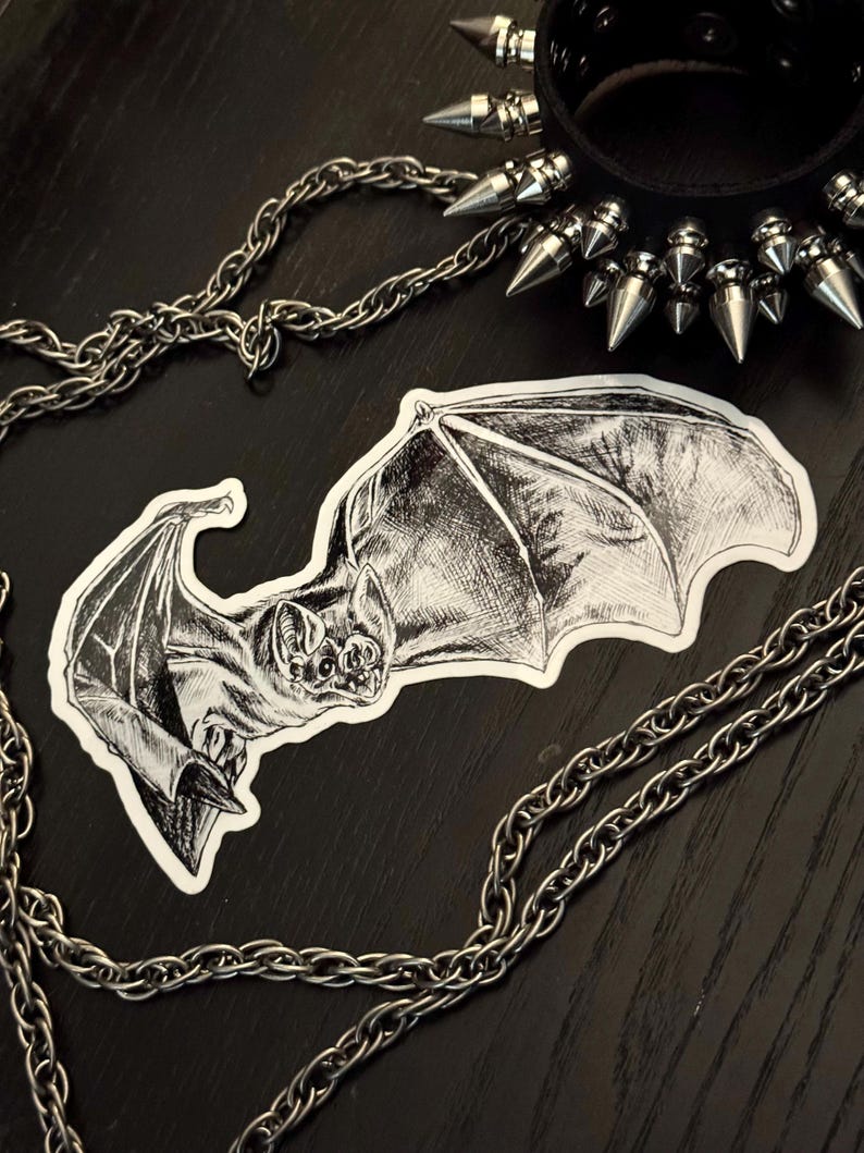 BAT STICKERS Black and White Sketch Goth Halloween Vampire Bats ...