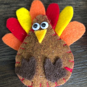 Thanksgiving Turkey Felt Pin Let&#39;s Celebrate Thanksgiving