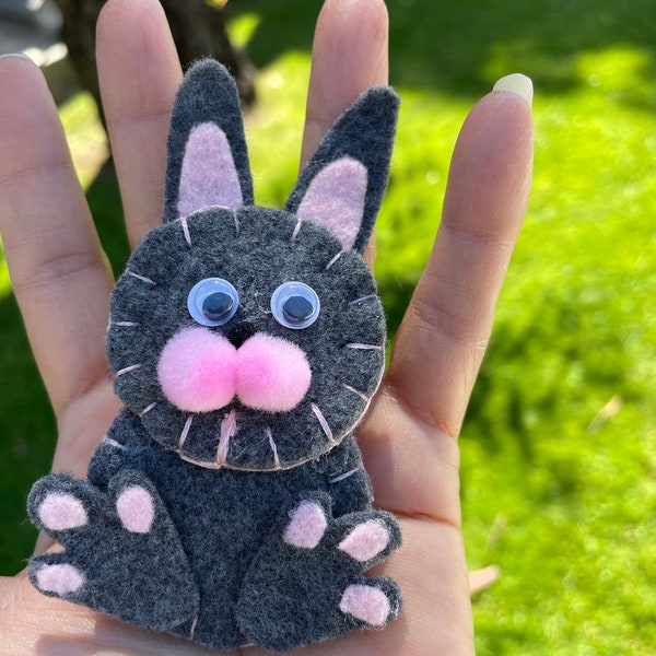 Medium Gray Easter Bunny Felt Pins Let's Celebrate Easter