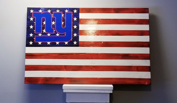 Rustic Wooden Ny Giants Flag Etsy