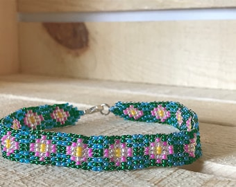 Square Stitch, Anklet, Flower