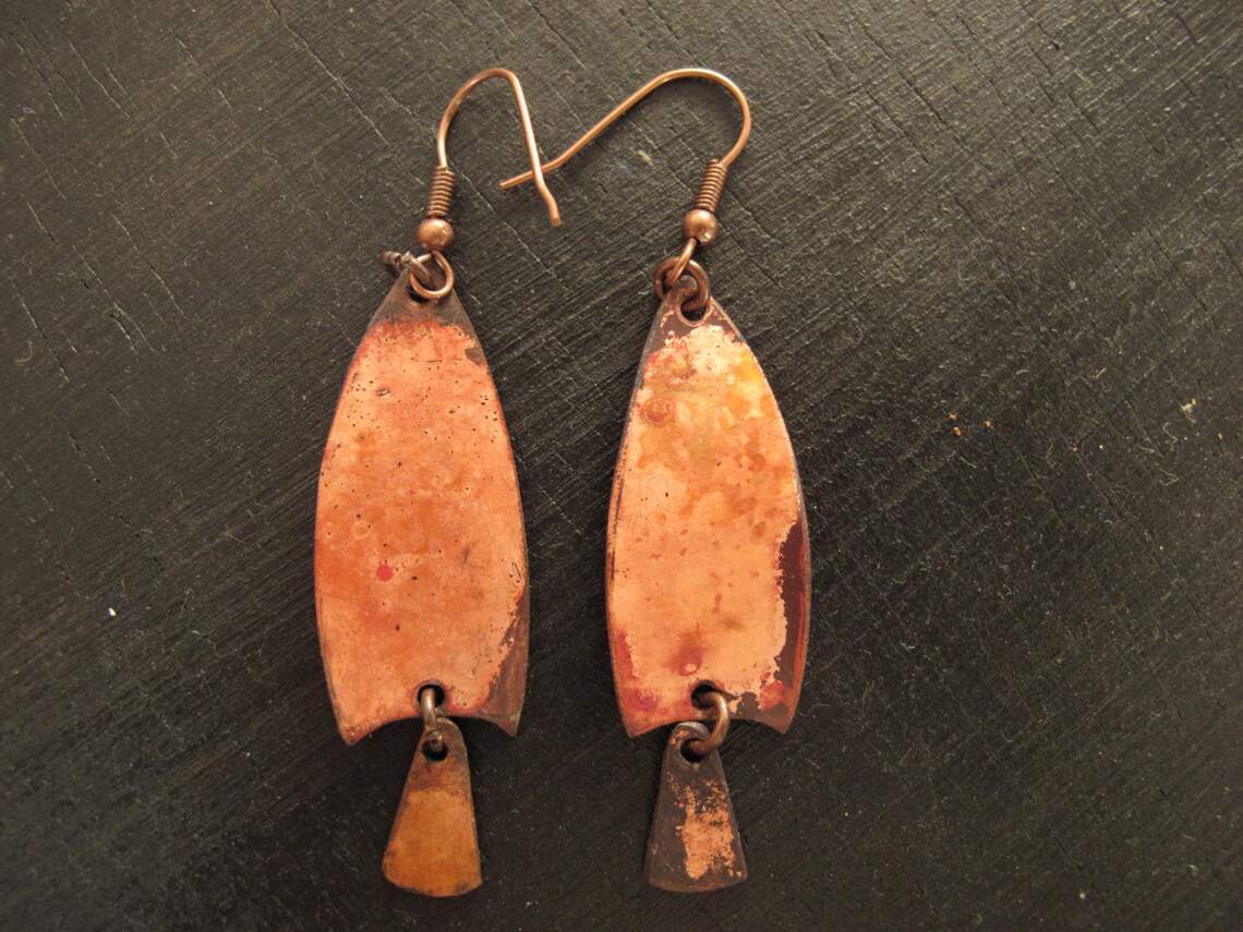 Copper Earring Patinated is Hot Etsy