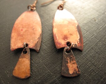 Copper earring patinated is hot