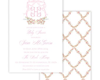 Printable Baby Shower Invitation, Floral Baby Shower