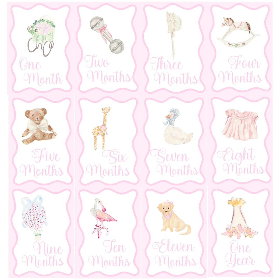 Watercolor Baby Milestone Cards, Baby Girl Milestone Cards - Etsy