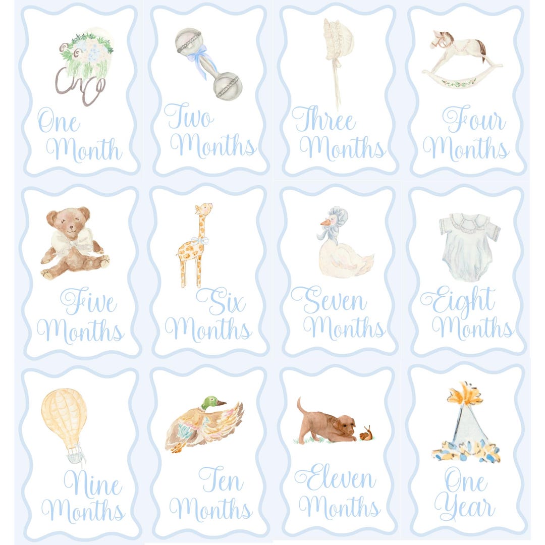 Watercolor Baby Milestone Cards, Baby Boy Milestone Cards - Etsy