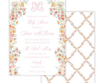 Printable Baby Shower Invitation, Floral Baby Shower