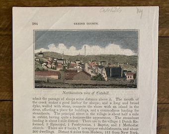 Vintage Image of the Northwestern View of Catskill - Circa 1842