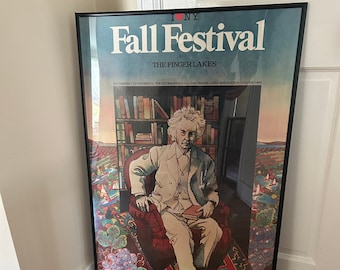 Milton Glaser Fall Festival - The Finger Lakes - Original poster - Image of Mark Twain - 1980's - I Love NY Campaign