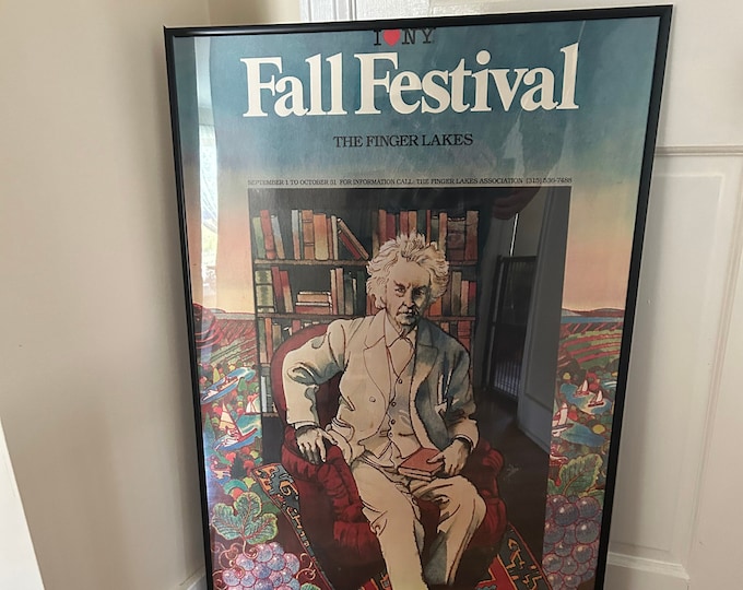 Milton Glaser Fall Festival - The Finger Lakes - Original poster - Image of Mark Twain - 1980's - I Love NY Campaign