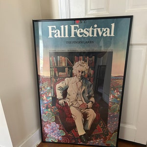Milton Glaser Fall Festival - The Finger Lakes - Original poster - Image of Mark Twain - 1980&#39;s - I Love NY Campaign