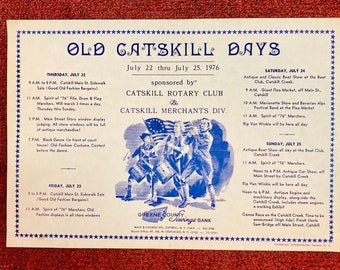 Old Catskill Days - Vintage Catskill NY Memorabilia - 1976 Event Schedule