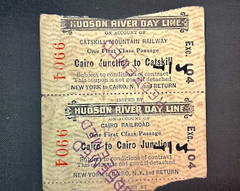 Catskill Mountains Railway - Cairo Junction to Catskill.  On the Cairo Railroad Cairo to Cairo Junction Railroad Tickets - Two Tickets