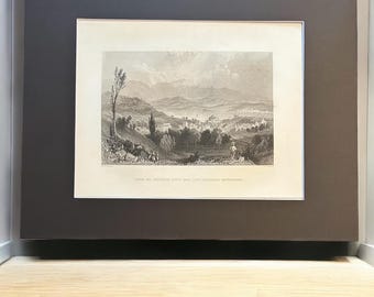 View of Hudson City and the Catskill Mountains - 1840 WH Bartlett & NP Willis Original Antique Steel Engraving - Matted