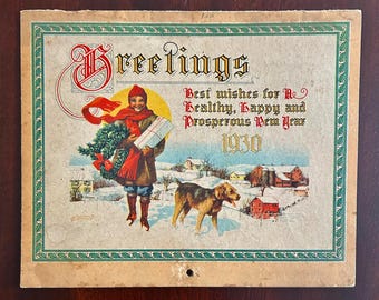 Vintage oak Hill 1930 Calendar - De Laval Agency - Catskill Mountains Ephemera