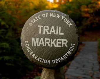Sate of New York Trail Marker Slate Coaster - 4" Round-  Slate Coaster - Made in USA