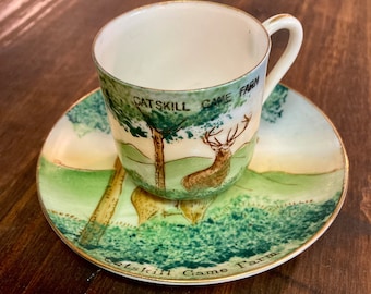 Vintage Catskill Game Farm Mini Cup and Saucer - Catskill Mountains Memorabilia