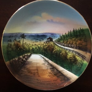 Vintage Catskill Mountain Souvenir Plate - Rip&#39;s Lookout Point Catskill Mts. N.Y. - Kaaterskill Clove on the Rip Van Winkle Trail (Rt 23A)