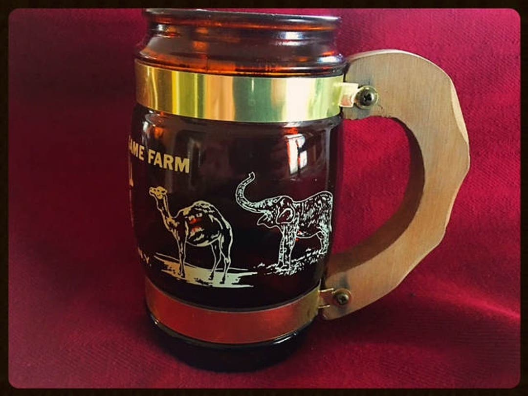 Vintage Catskill Game Farm Siesta Ware Amber Mug With Wood Handle Catskill Mountain Vintage