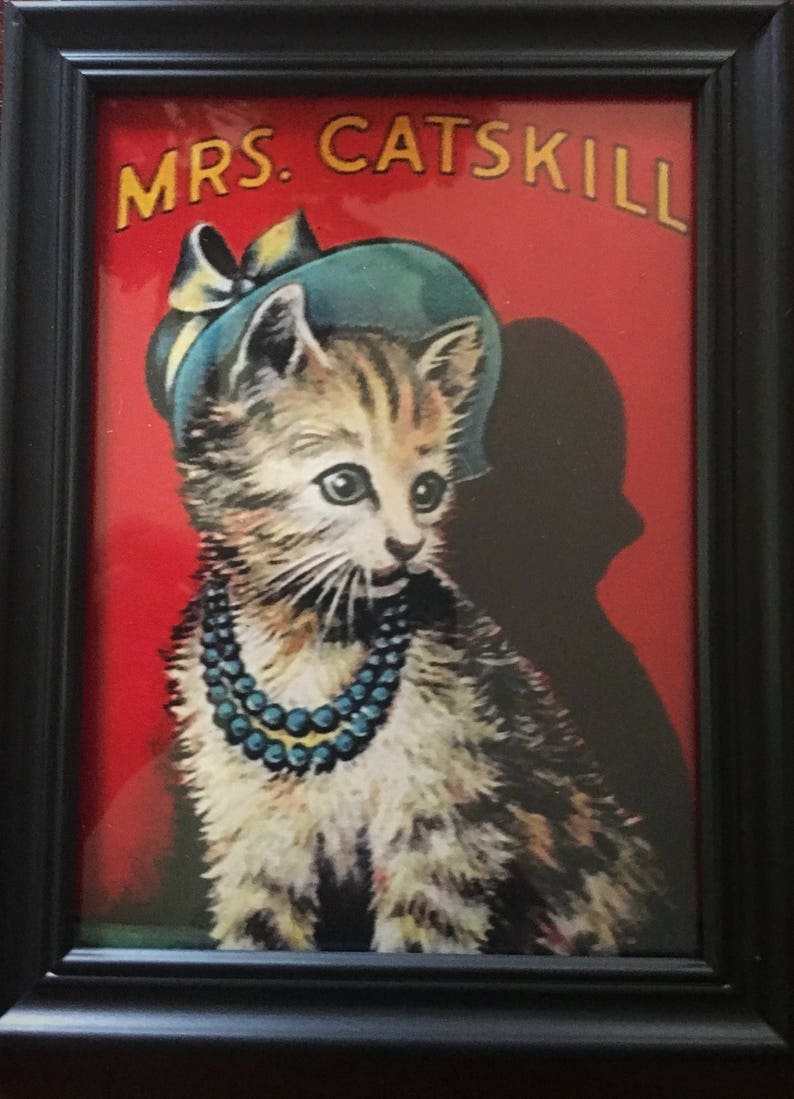 Catskill Memorabilia Mr and Mrs Catskill Cats Catskill Mountains Set of Two Framed Prints Cat Prints Framed Prints
