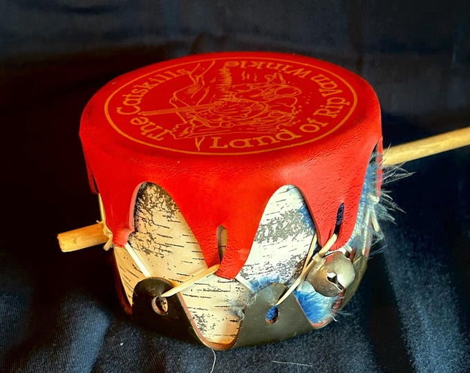 Vintage Catskill Mountains Spinning Hand Drum Tom Tom - Land of Rip Van Winkle