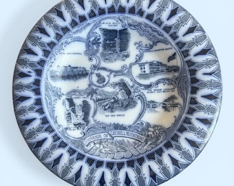 Antique Plate - Souvenir of the Catskill Mountains - Geo Bowman NY - Fenton Antique circa 1909 - Catskill Mountain House, Kaaterskill Falls