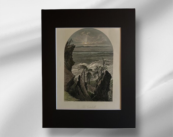 The Catskills Sunrise From South Mountain by Harry Fenn  1873 Original 19th Century Hand Colored Engraving
