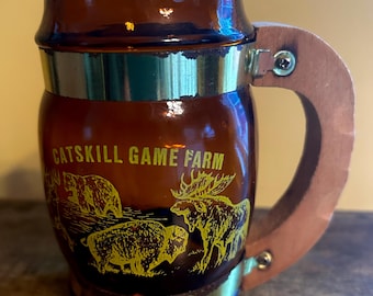 Vintage Catskill Game Farm Siesta Ware Amber Mug with Wood Handle - Catskill Mountain Vintage Collectible