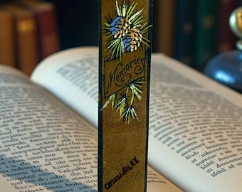 Vintage Leather Bookmark _ Catskill Mountains New York - Made by Helburn Thomson Co, Salem Mass.
