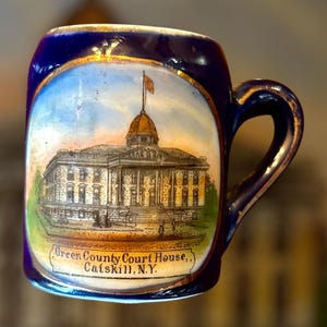 Greene County Court House, Catskill New York Vintage Toothpick holder Souvenir - Catskill Mountains - Made in Germany - Circa 1915 - 2&quot; Tall