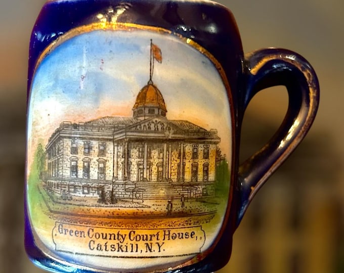 Greene County Court House, Catskill New York Vintage Toothpick holder Souvenir - Catskill Mountains - Made in Germany - Circa 1915 - 2" Tall