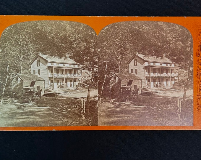 Rip Van Winkle House  - Catskills Mountains, Catskill New York Stereoview - Stereoscope - J Loeffler Stereoview