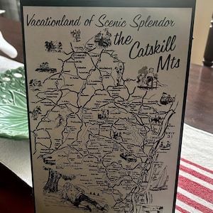 Vacationland of Scenic Splendor - the Catskill Mountains - Reproduction map from  a vintage Catskill Mountains souvenir book from the 1960's