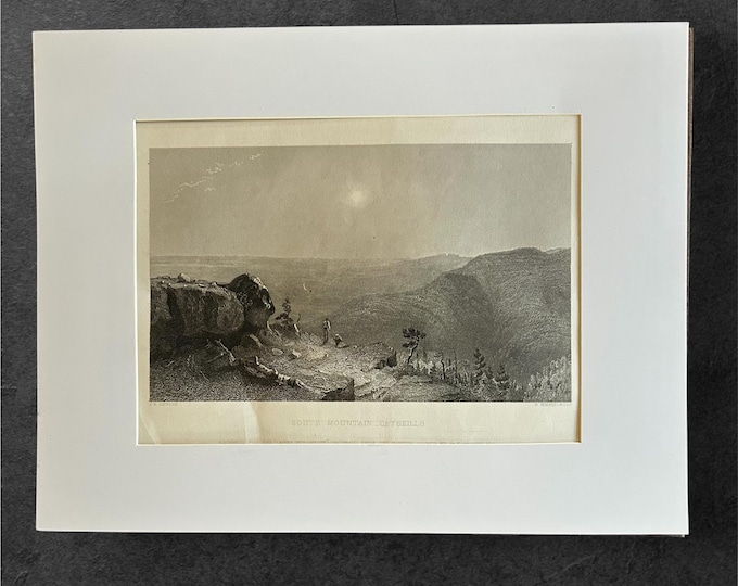 South Mountain Catskill - Rare Steel Engraving after Stamford R Gifford - Circa 1873 -  Kaaterskill Clove