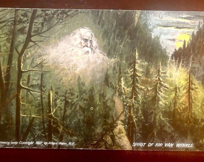 The Spirit of Rip Van Winkle Vintage Postcard - circa 19010 - Vintage Catskill Mountains Memorabilia